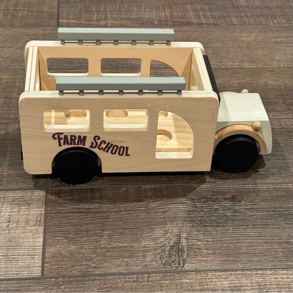 Hearth & Hand with Magnolia Kids Farm School Bus & 6 Pc Peg Set - Picture 9 of 15